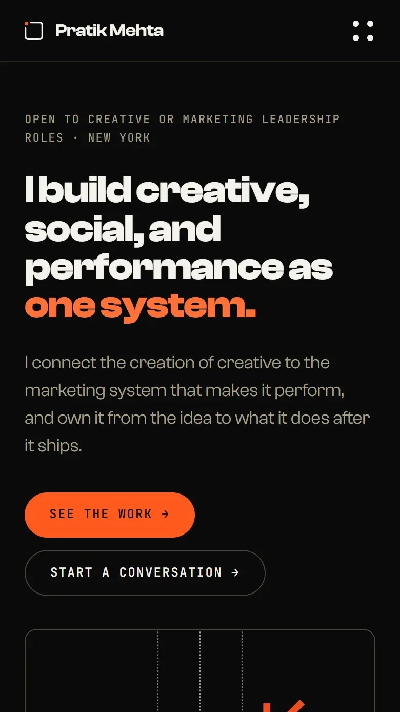 Home page on mobile, dark theme