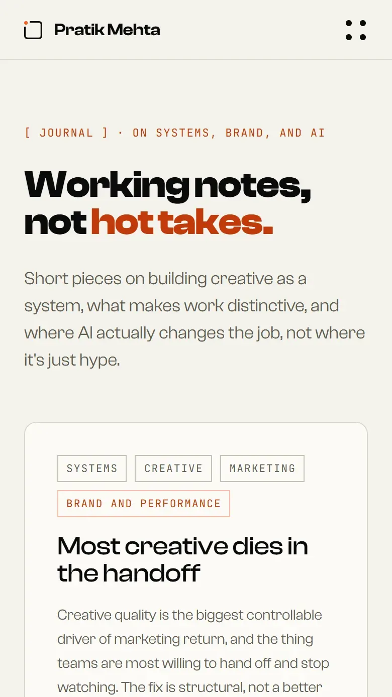 Journal on mobile, light theme