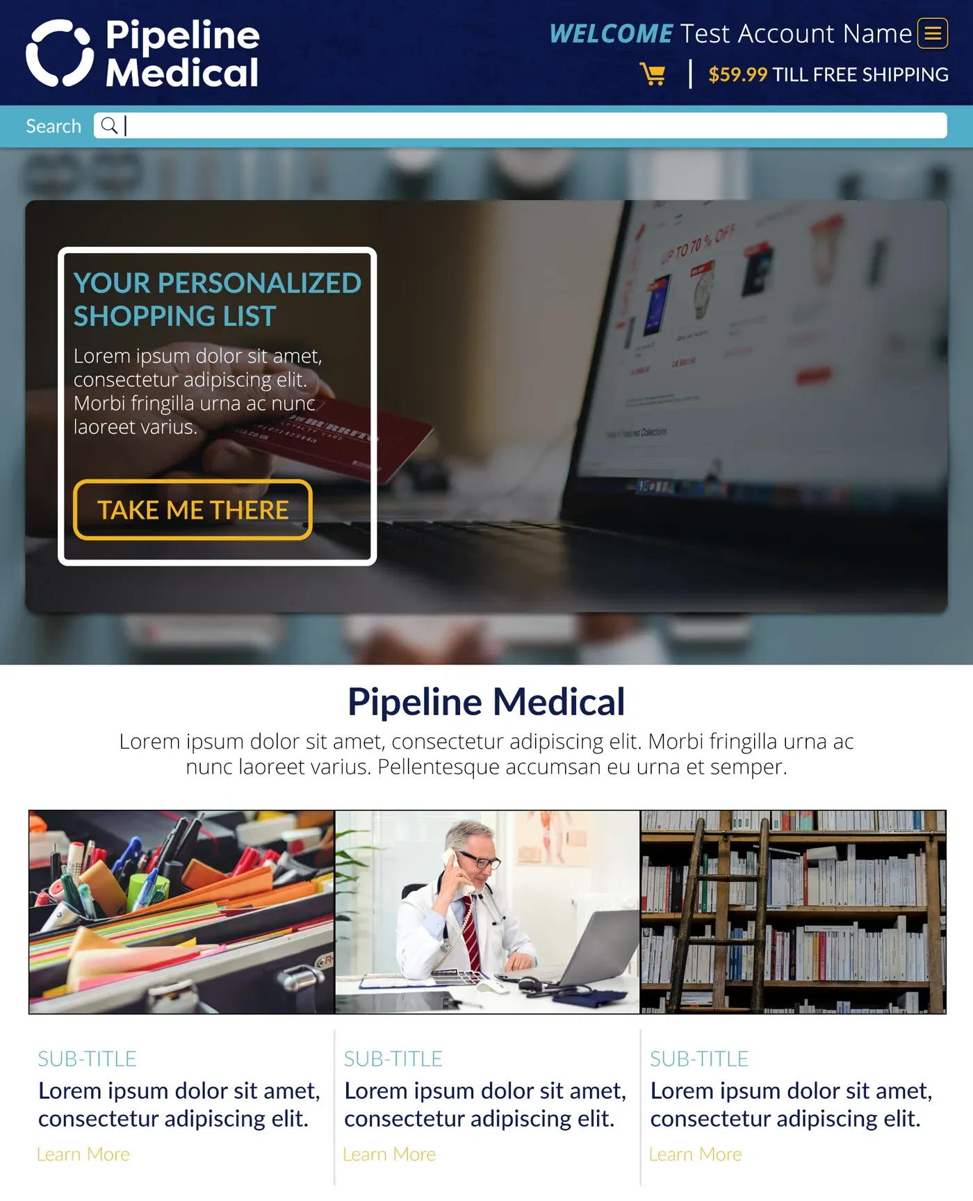 Pipeline Medical storefront home page