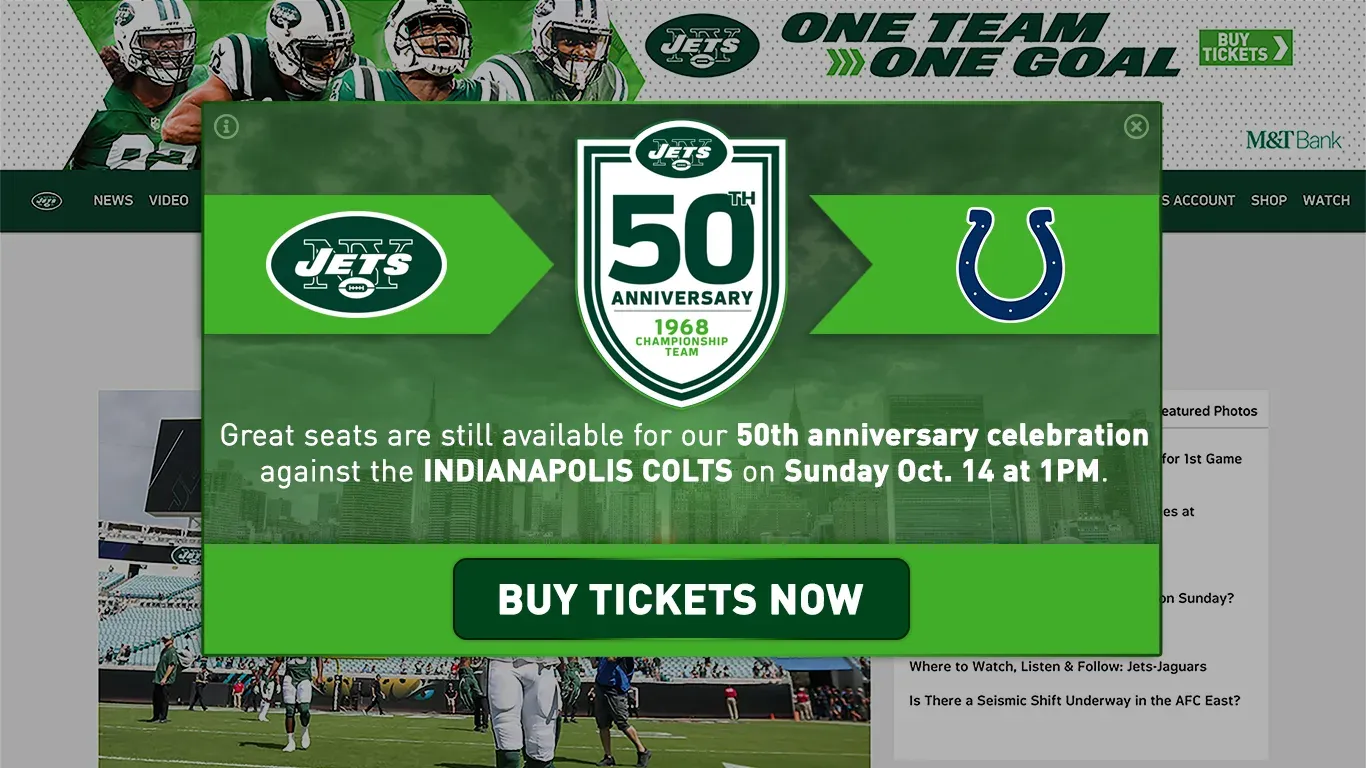 NY Jets game-day web experience