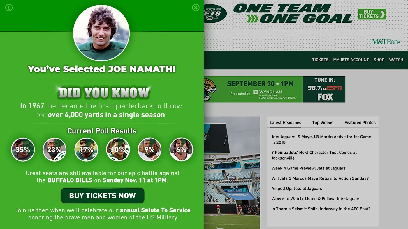 NY Jets Pigskin web experience